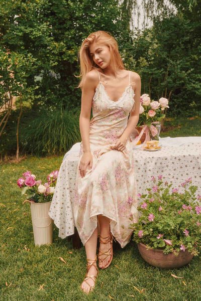 Zelda Lace Floral Slip Maxi Dress