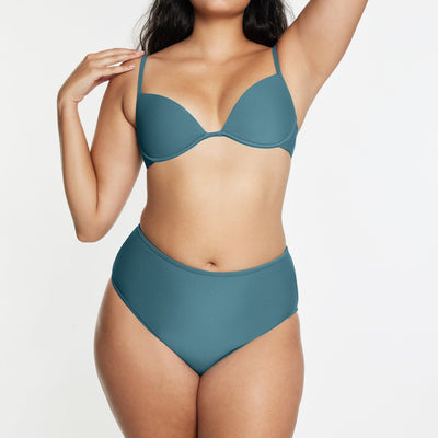 Scoop Dikişli Tel Üst Bikini Ribbed Isle