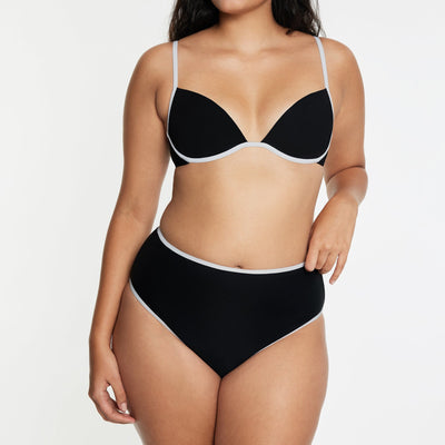 Scoop Dikişli Bikini Üstü Ribbed Jet