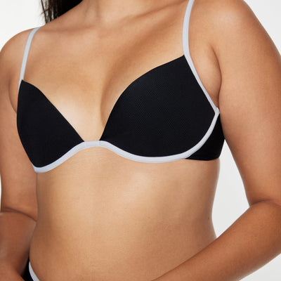 Scoop Dikişli Bikini Üstü Ribbed Jet