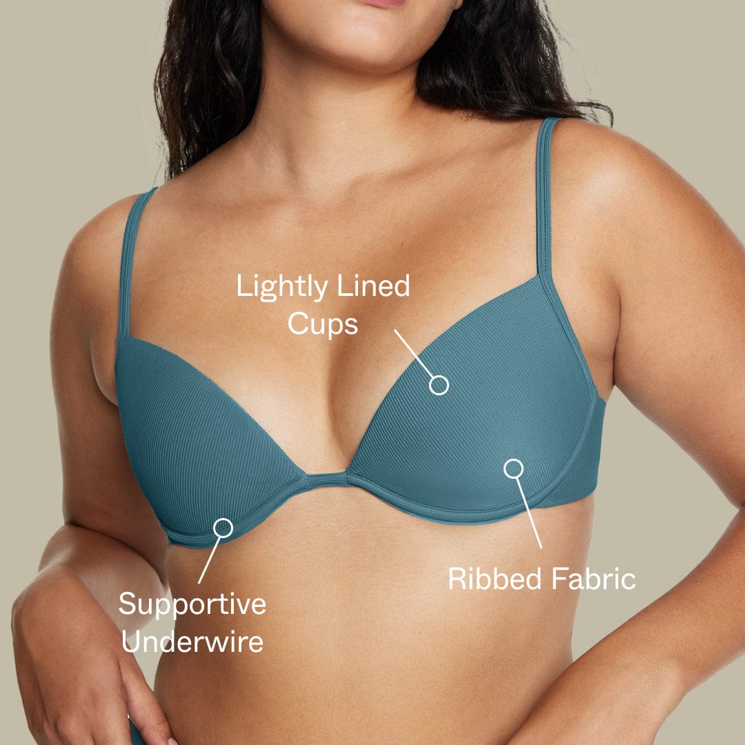 Scoop Dikişli Tel Üst Bikini Ribbed Isle