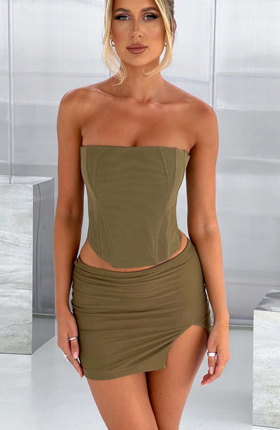 Alina Mini Skirt - Khaki